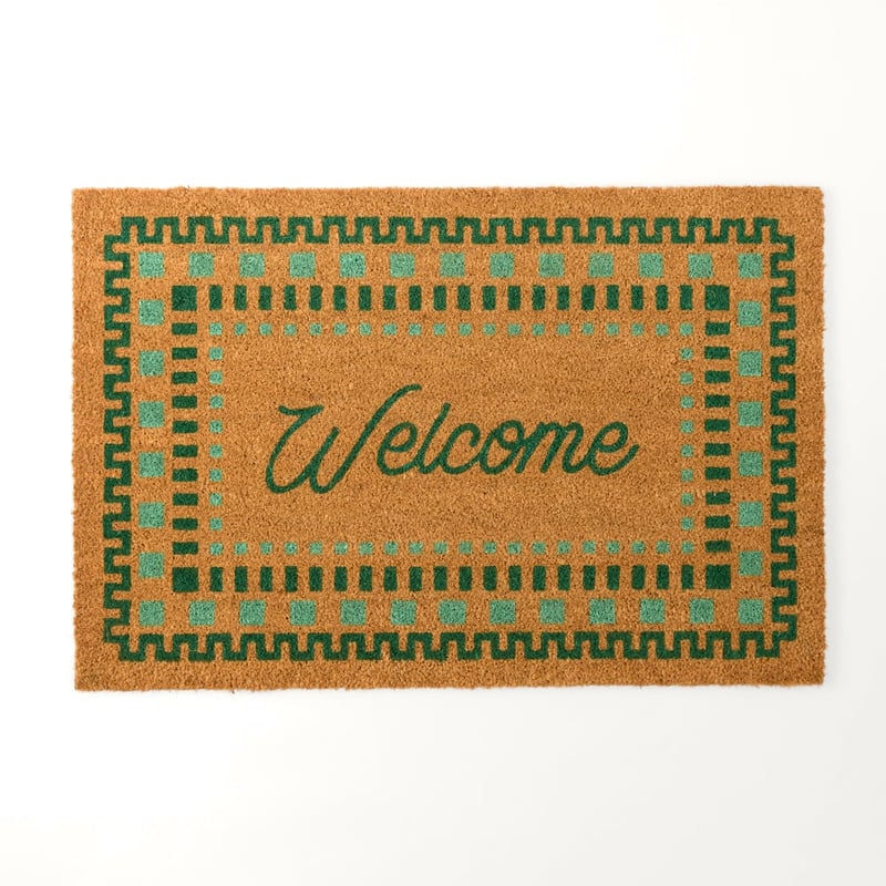 Welcome Green Coir Doormat