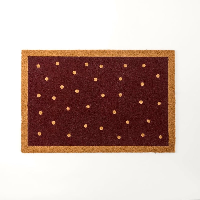 Polka Dot Burgundy Coir Doormat