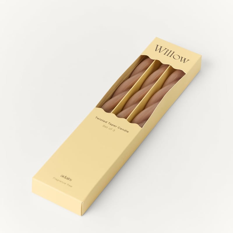 Willow Mocha Taper Candles Set of 3
