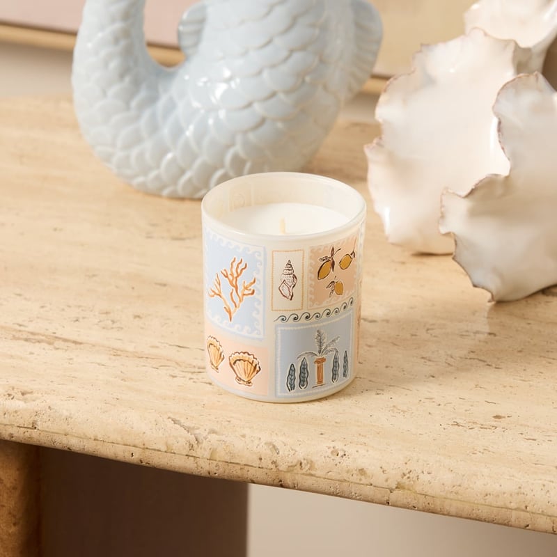 Ocean Pink & Blue Printed Candle 215g