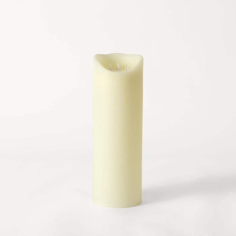 Flameless Ivory Tall Wax Pillar Candle 