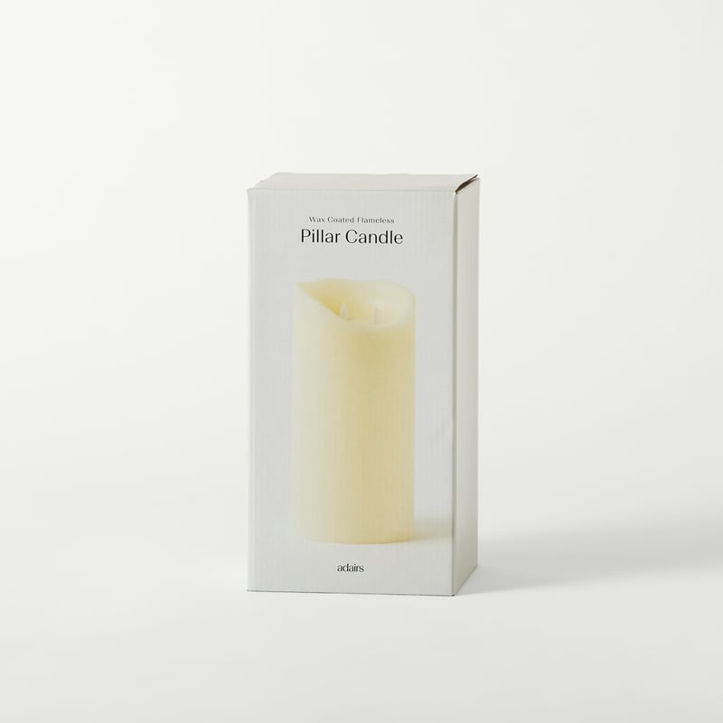 Flameless Ivory Tall Wax Pillar Candle 