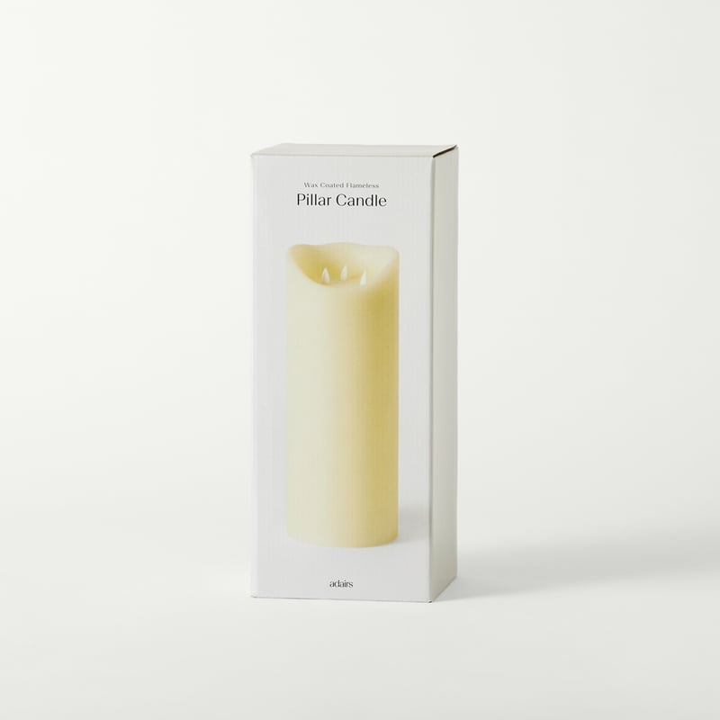 Flameless Ivory Tall Wax Pillar Candle 