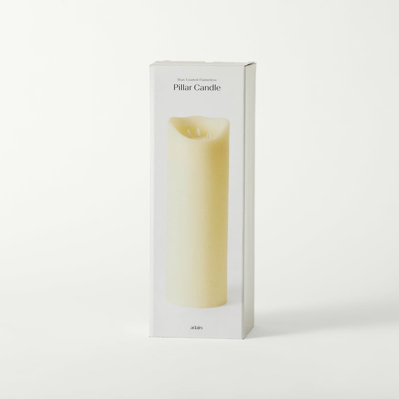 Flameless Ivory Tall Wax Pillar Candle 