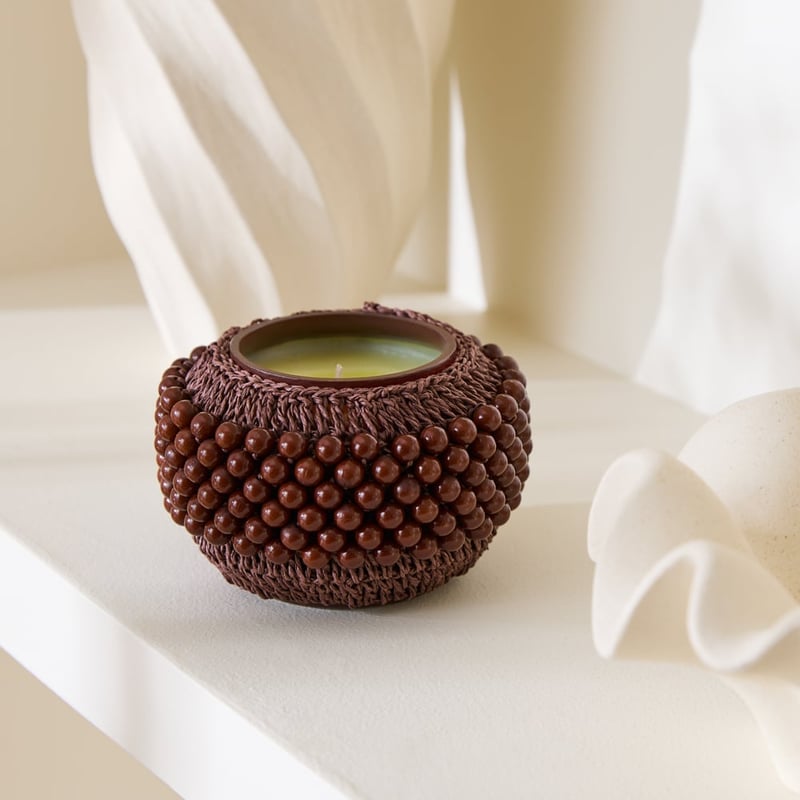 Elka Warm Ember Chocolate Beaded Candle 320g