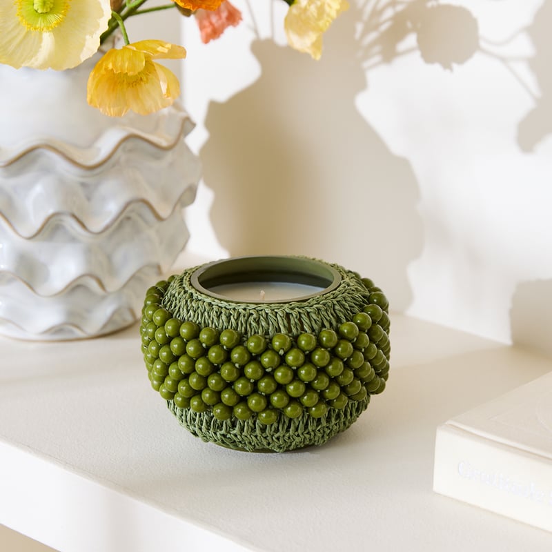 Elka Wild Fig Green Beaded Candle 320g