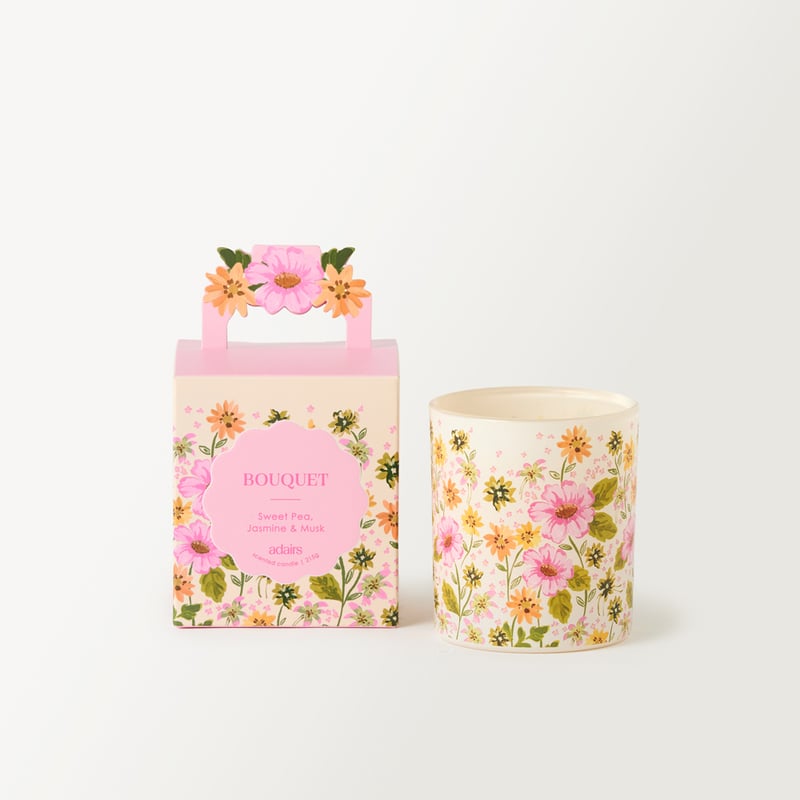 Bouquet Pink & Green Printed Candle 215g