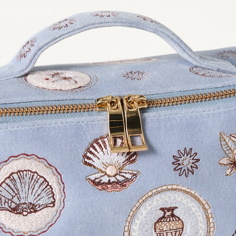 Island Drift Blue Compartment Cosmetic Bag