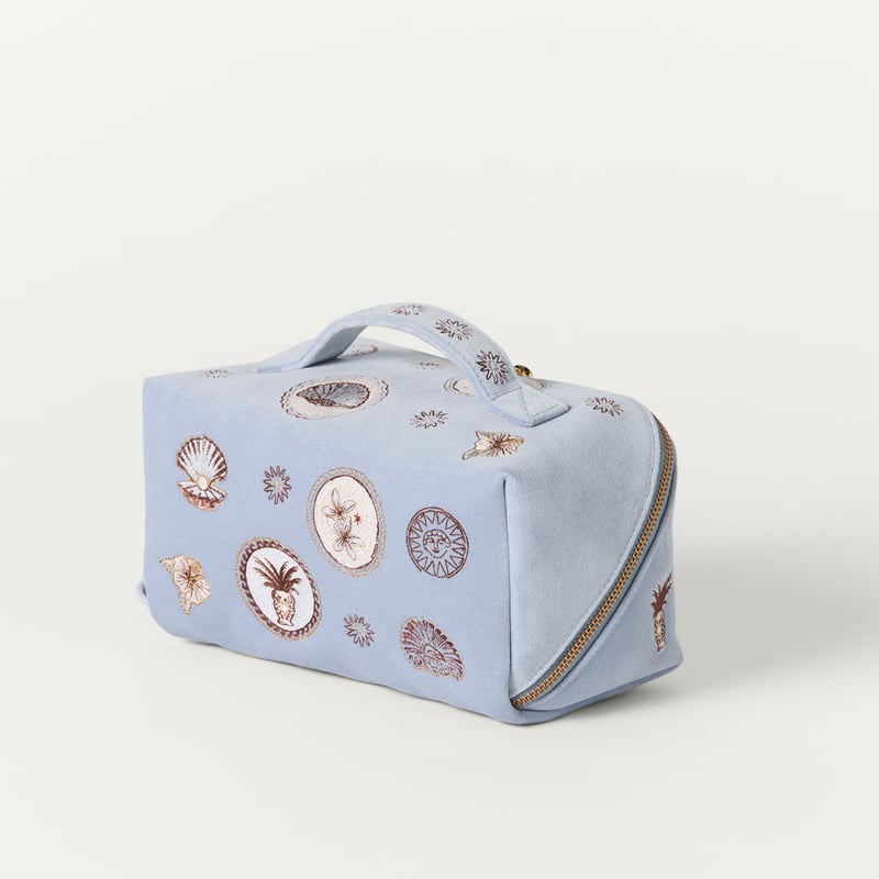 Island Drift Blue Compartment Cosmetic Bag