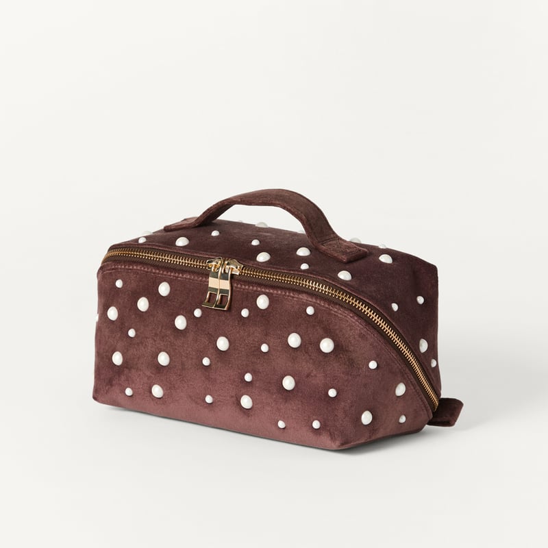 Pearls Chocolate Compartment Cosmetic Bag