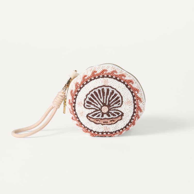 Island Drift Natural Beaded Coin Purse