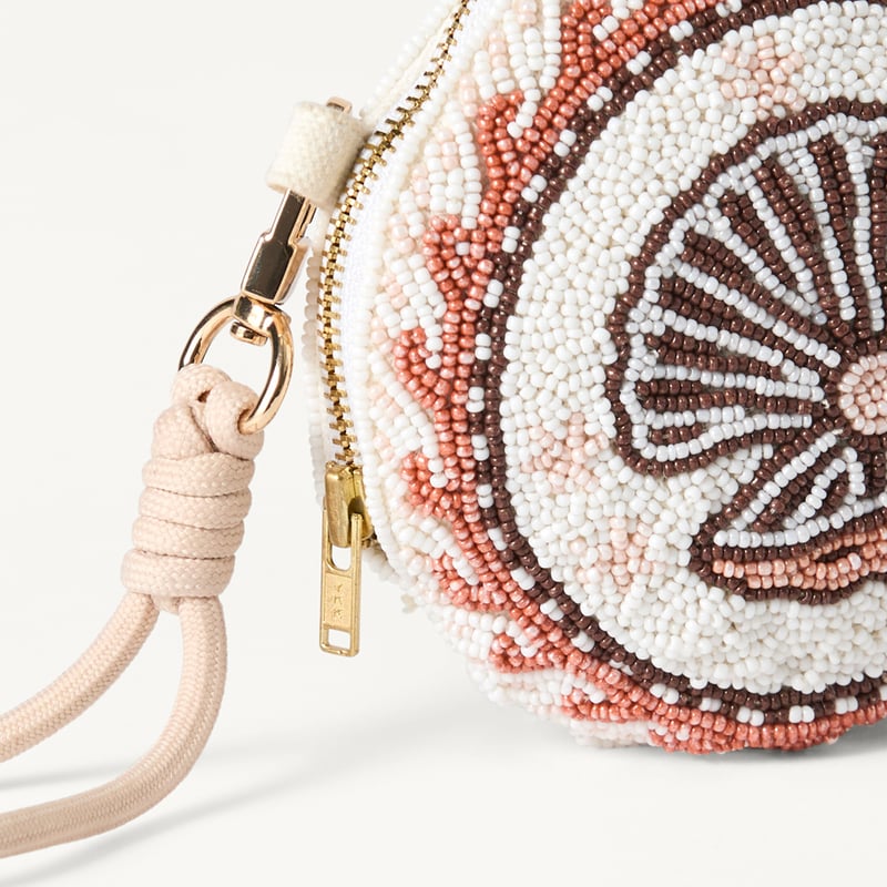 Island Drift Natural Beaded Coin Purse