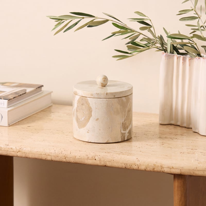 Luna Beige Marble Trinket Box