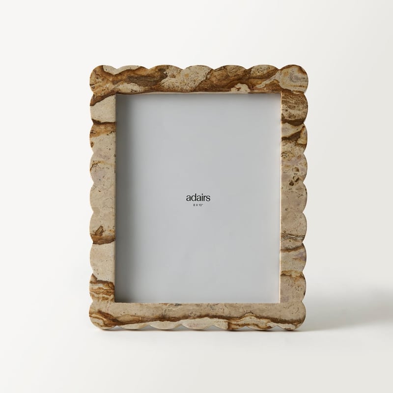 Sara Beige Large Scalloped Marble Frame