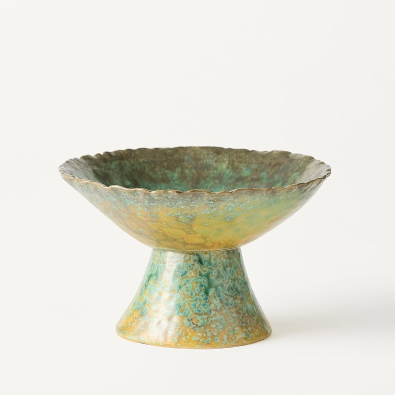 Clover Green Pedestal Bowl