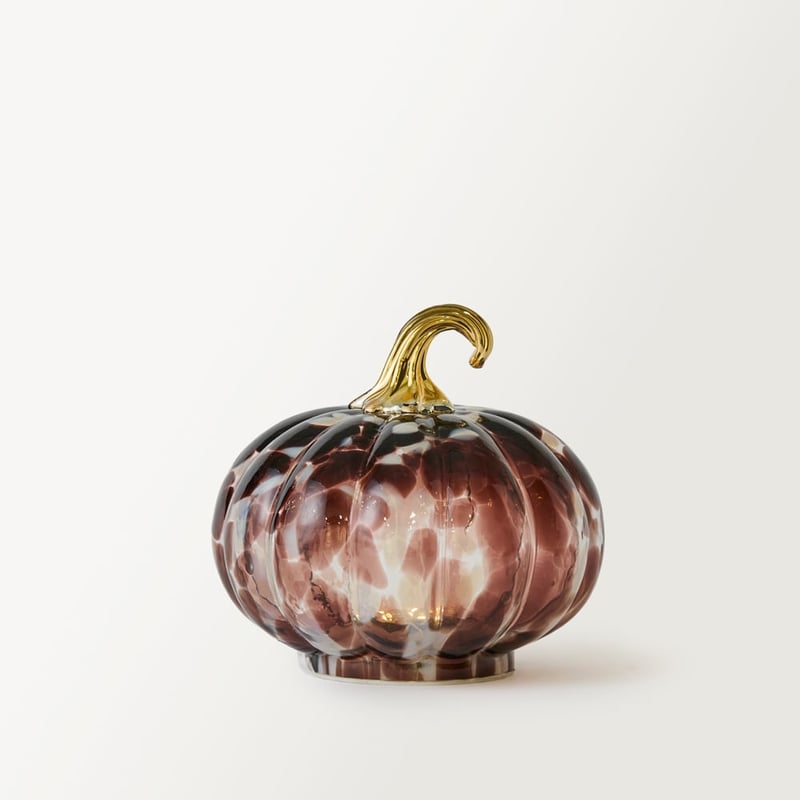 Halloween Brown LED Glass Pumpkin