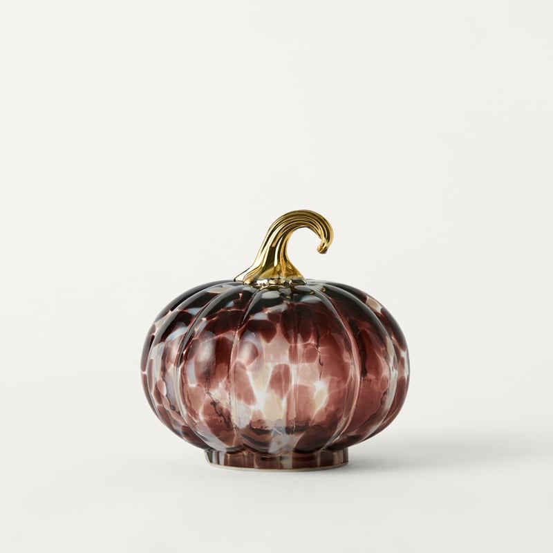 Halloween Brown LED Glass Pumpkin