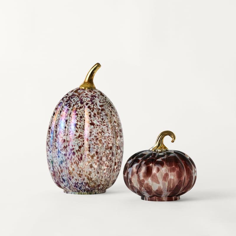 Halloween Brown LED Glass Pumpkin