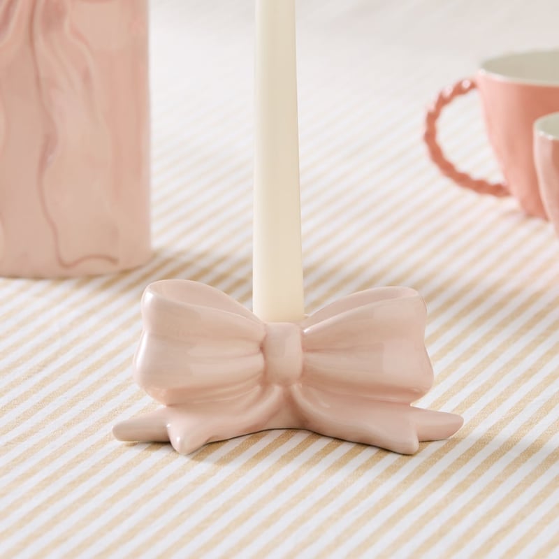 Coco Pink Bow Small Candleholder