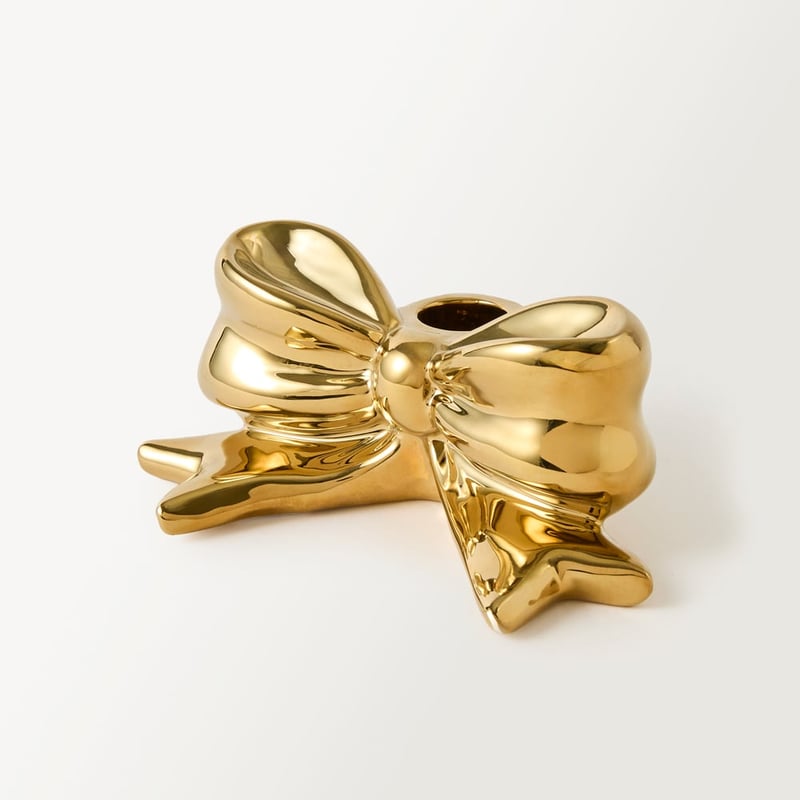 Coco Gold Bow Small Candleholder