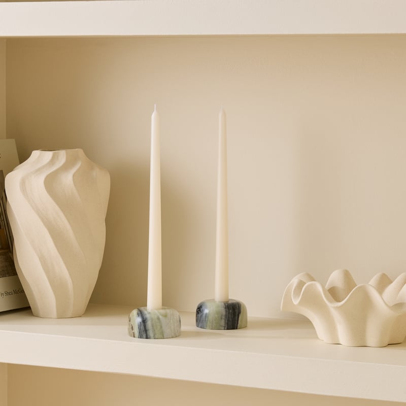 Terra Green Marble Candle Holder