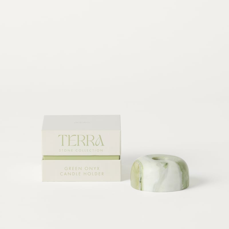 Terra Green Marble Candle Holder