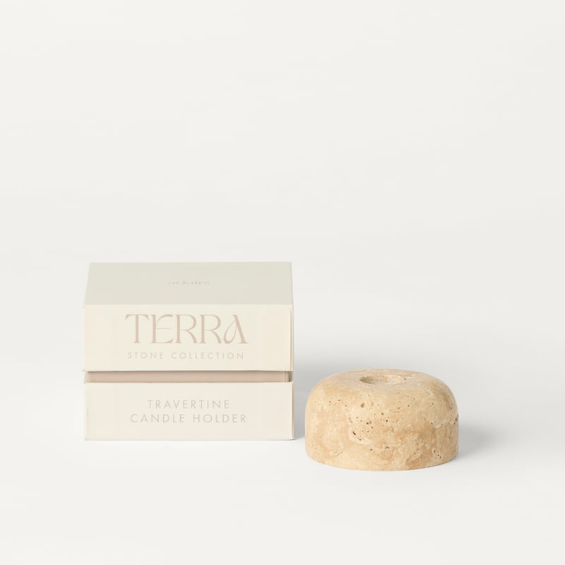 Terra Natural Travertine Candle Holder