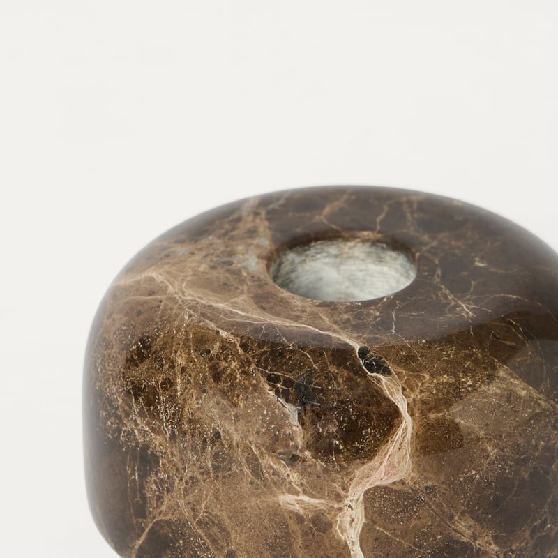 Terra Brown Marble Candle Holder