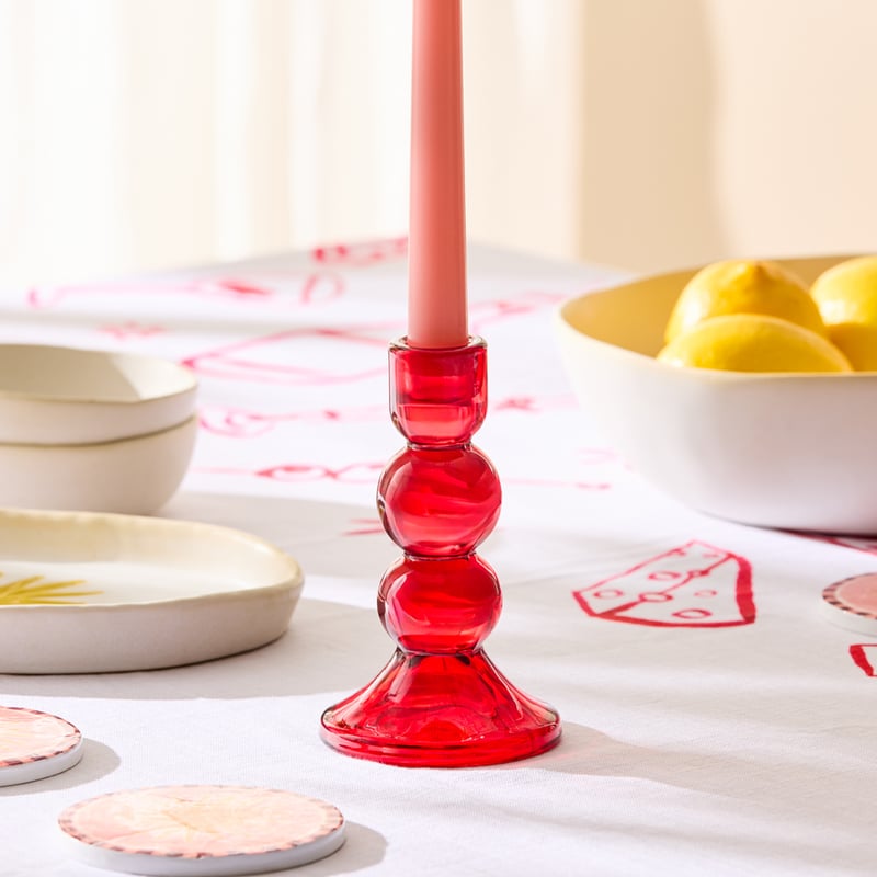 Bobble Red Glass Candle Holder