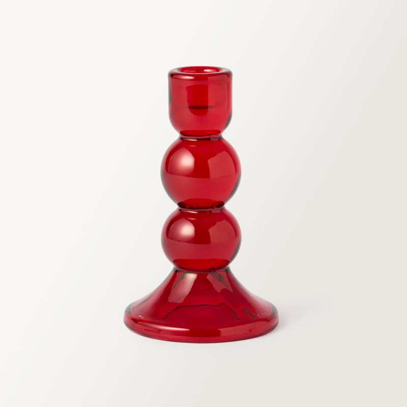 Bobble Red Glass Candle Holder