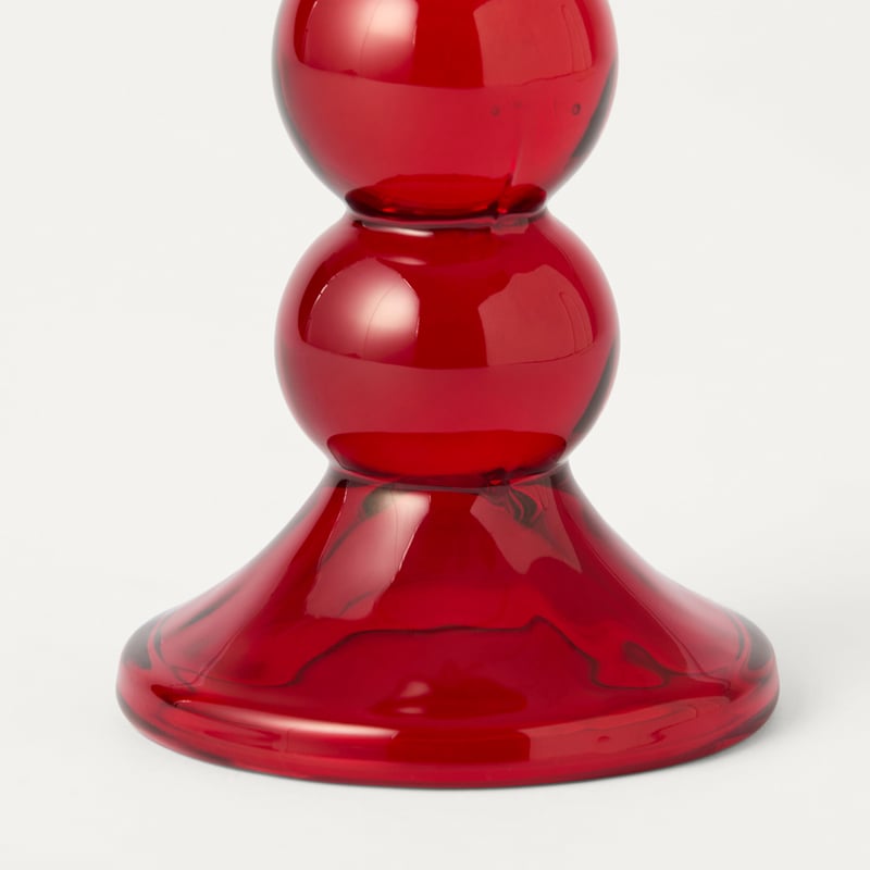 Bobble Red Glass Candle Holder