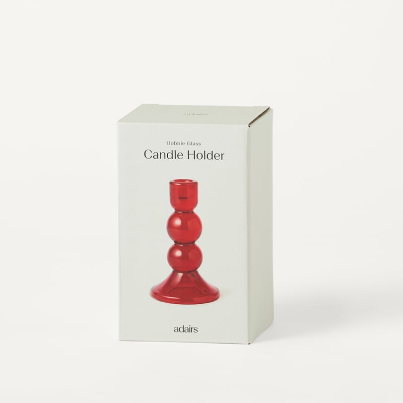 Bobble Red Glass Candle Holder