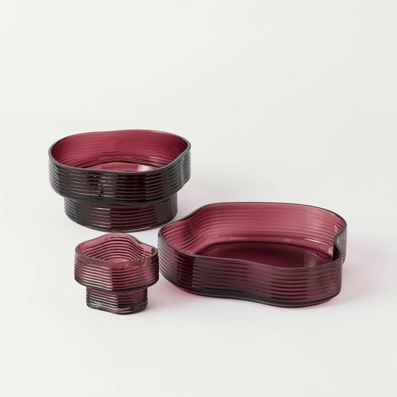Ripple Burgundy Glass Bowl
