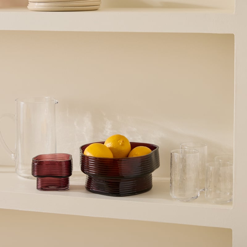 Ripple Burgundy Glass Bowl