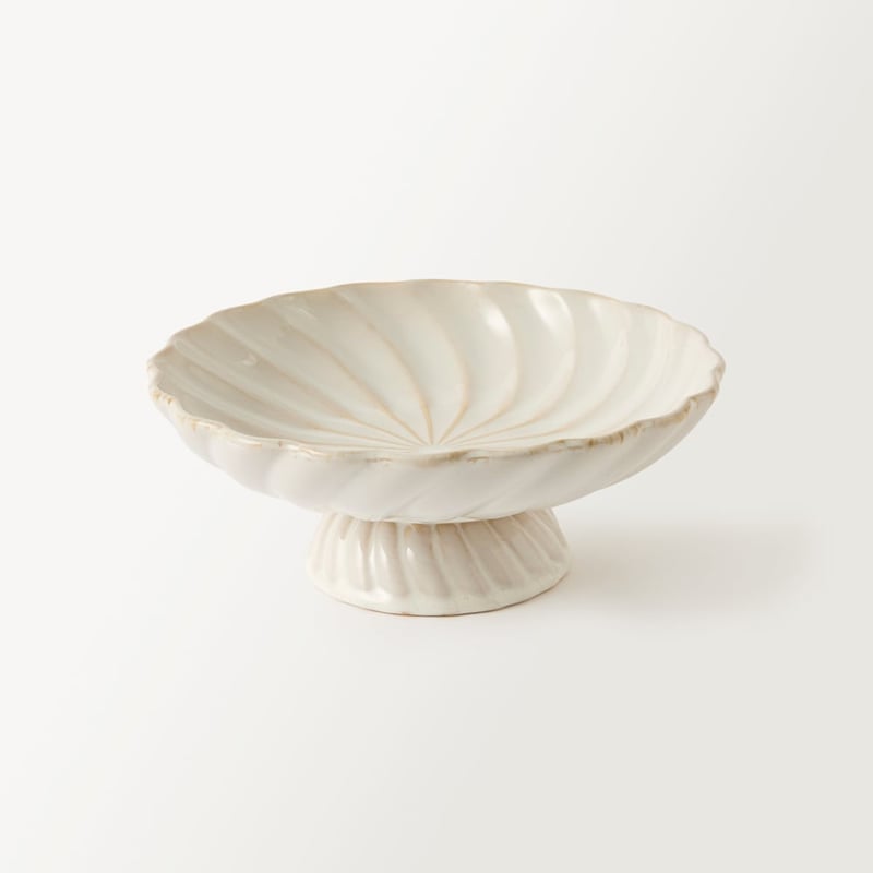 Swirl White Pedestal Bowl