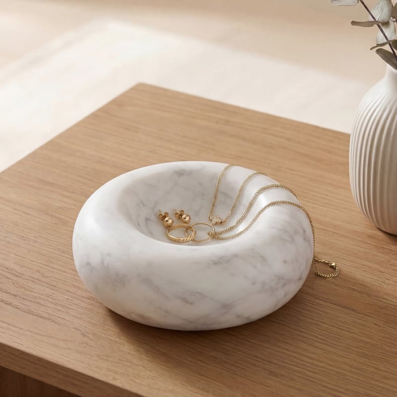 Marmo White Purple Marble Rounded Trinket Dish