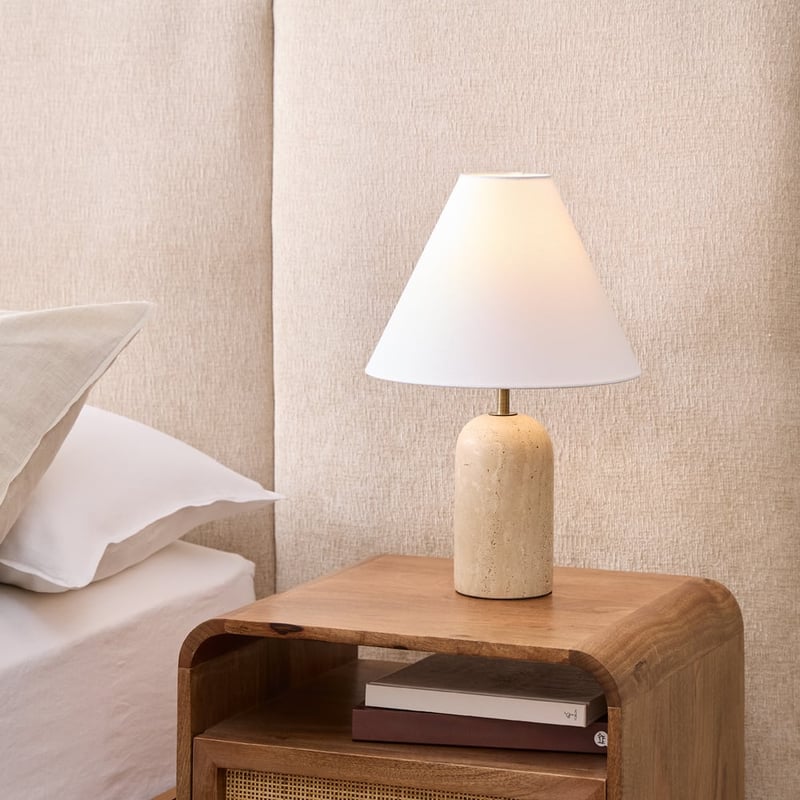 Sol Travertine & Off White Table Light