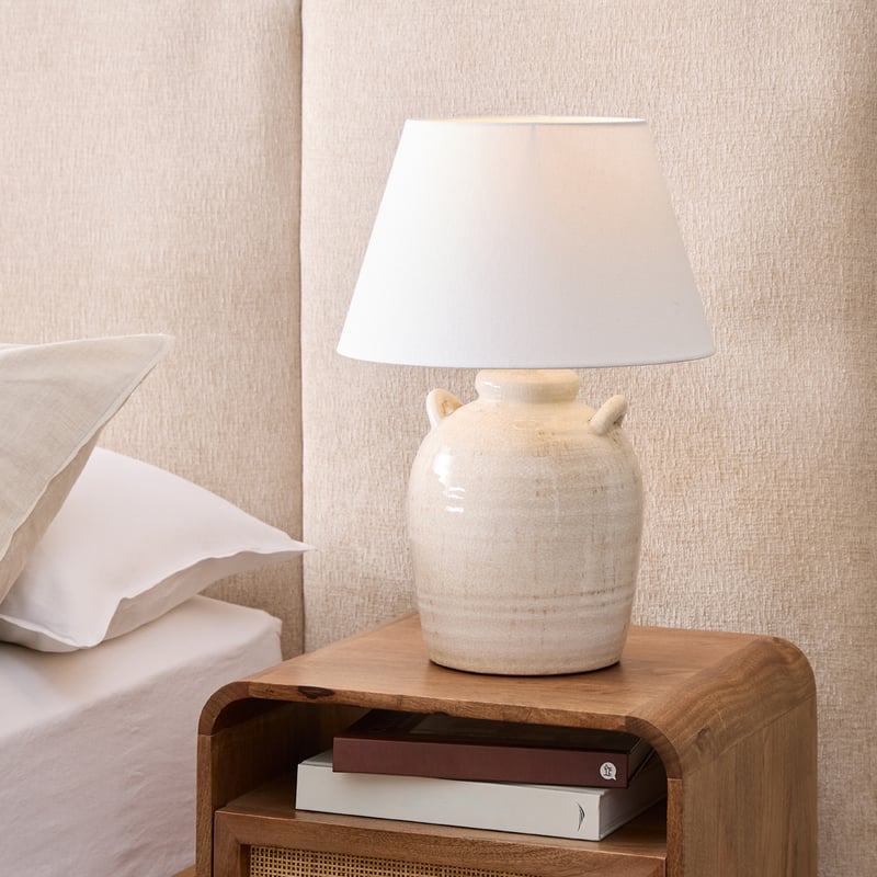 Una Urn Antique Glaze & Off White Table Light