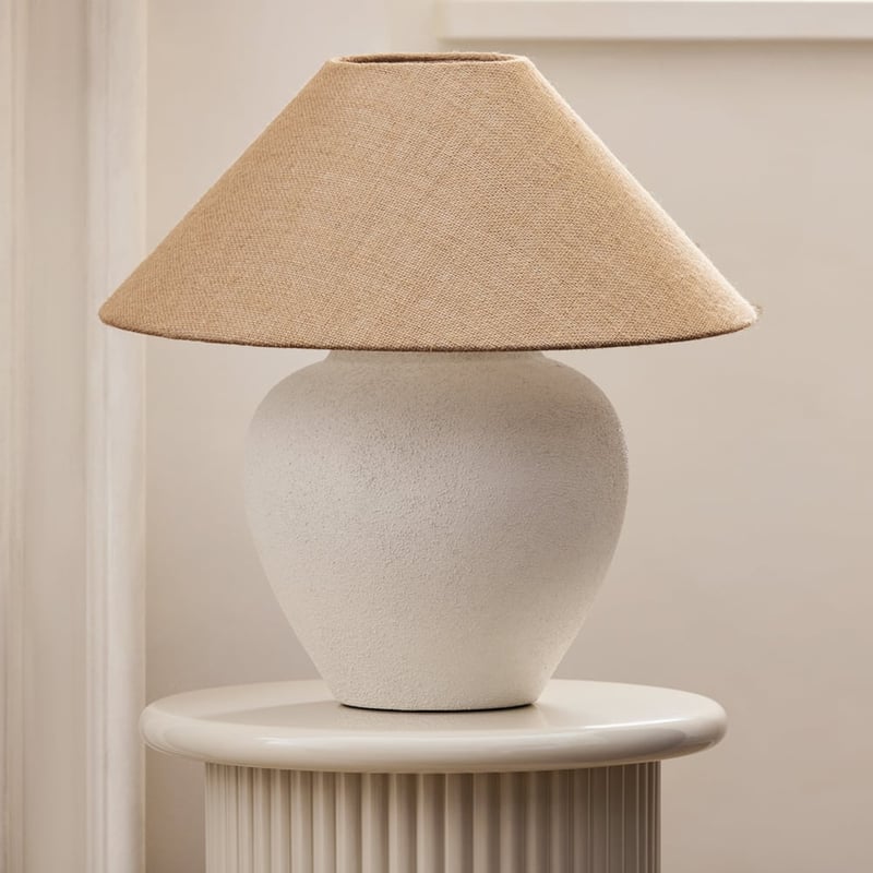 Marlow Matte White & Hessian Table Light