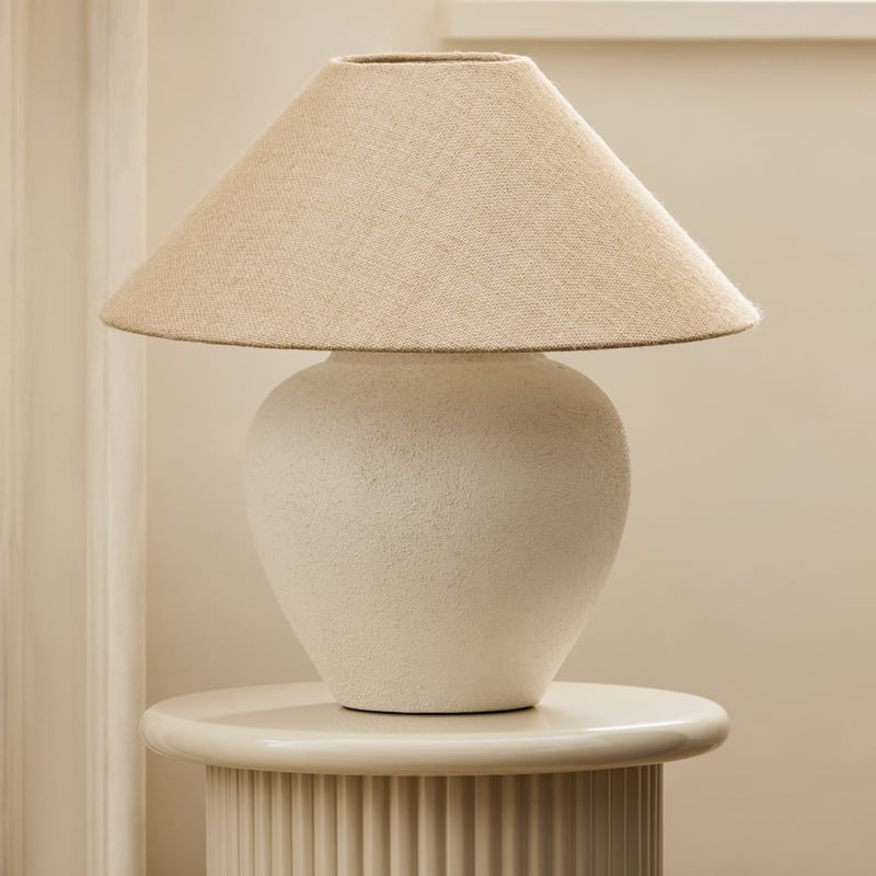 Marlow Matte White & Hessian Table Light