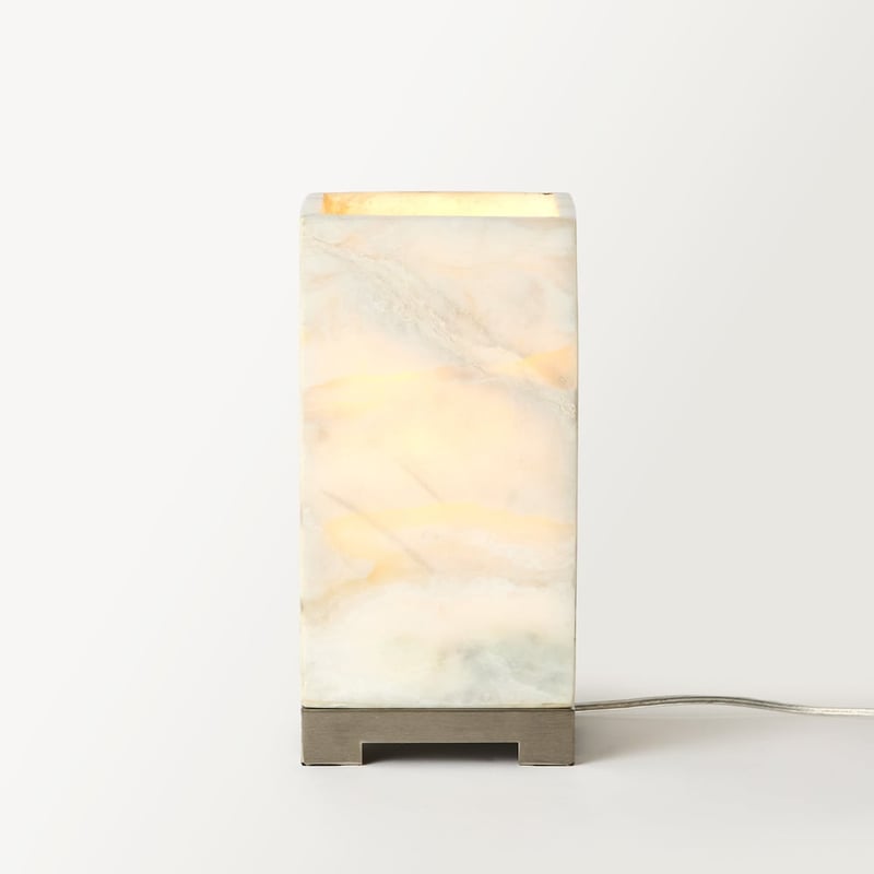 Nimbus White Alabaster & Nickel Light Up Table Light
