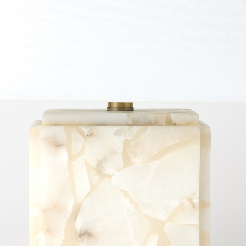 Cellini White & Off White Cube Alabaster Table Light