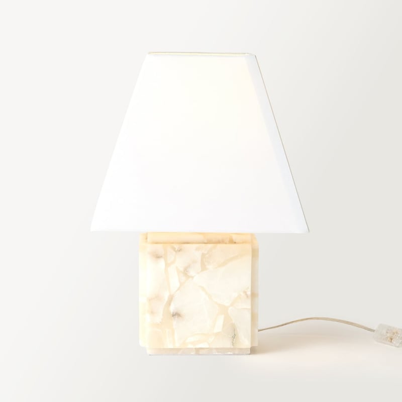Cellini White & Off White Cube Alabaster Table Light
