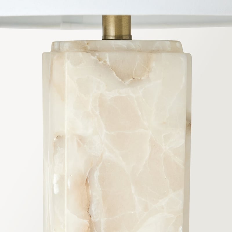 Astoria White Alabaster Two Light Table Light