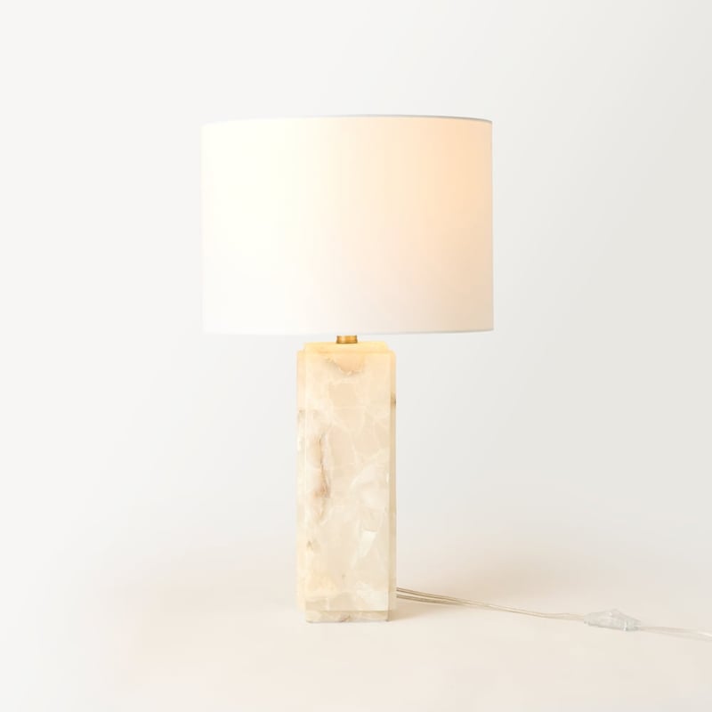 Astoria White Alabaster Two Light Table Light