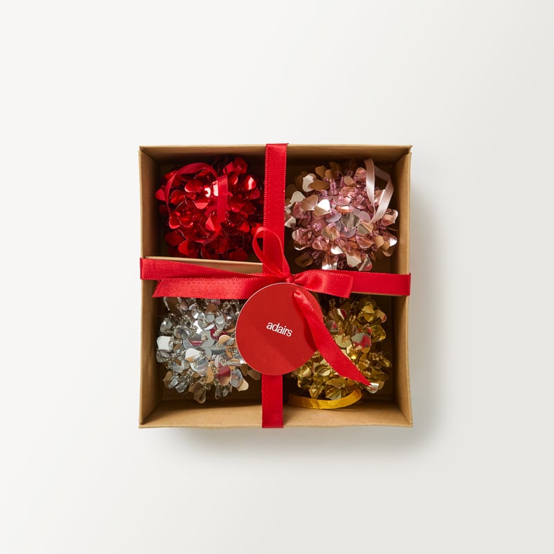 Luxe Petal Pink, Red, Gold & Silver Sequin Baubles Pack of 4