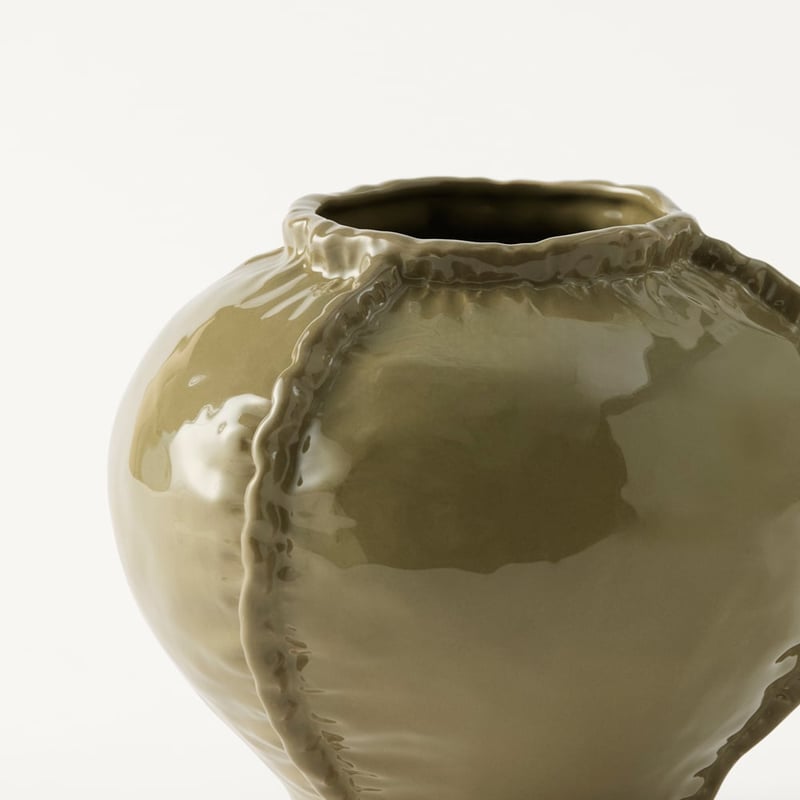 Pinch Green Edge Wide Vase