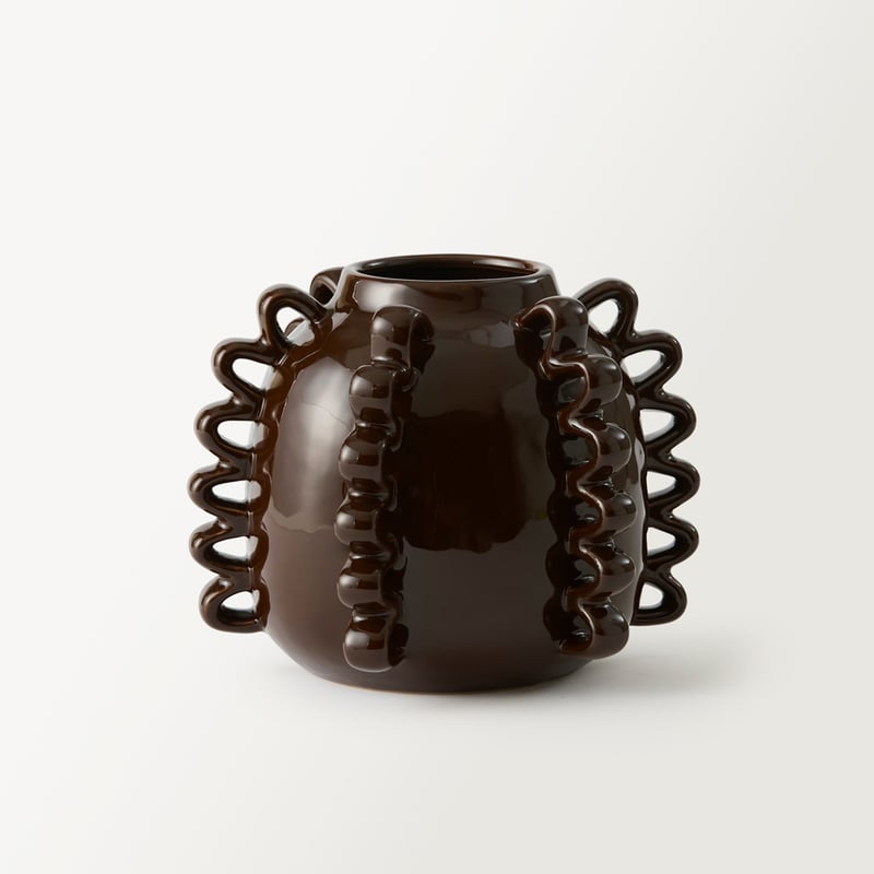 Frill Handle Dark Brown Medium Vase
