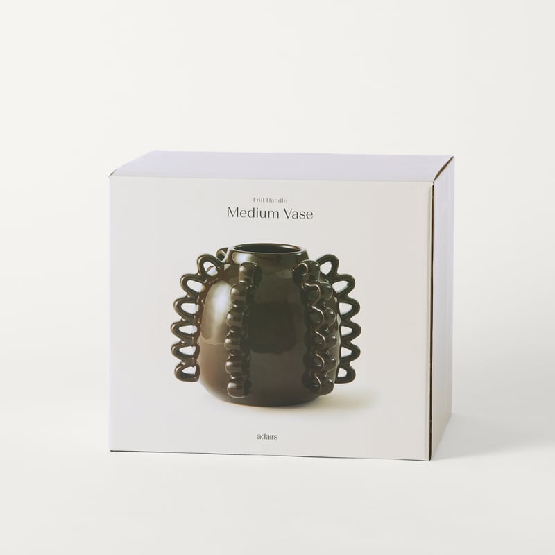 Frill Handle Dark Brown Medium Vase