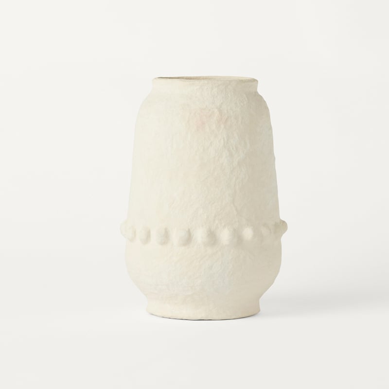 Athena White Rustic Mache Vase